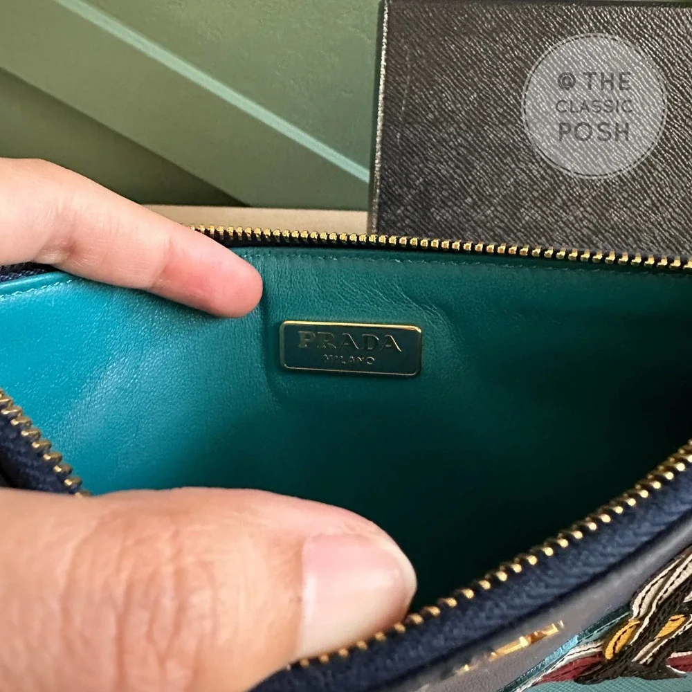 EUC PRADA POUCH CLUTCH SEA WITH HEADBAND - Picture 2 of 10